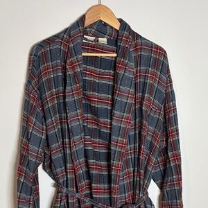 L.L. Bean Plaid Cotton Flannel Robe XL
